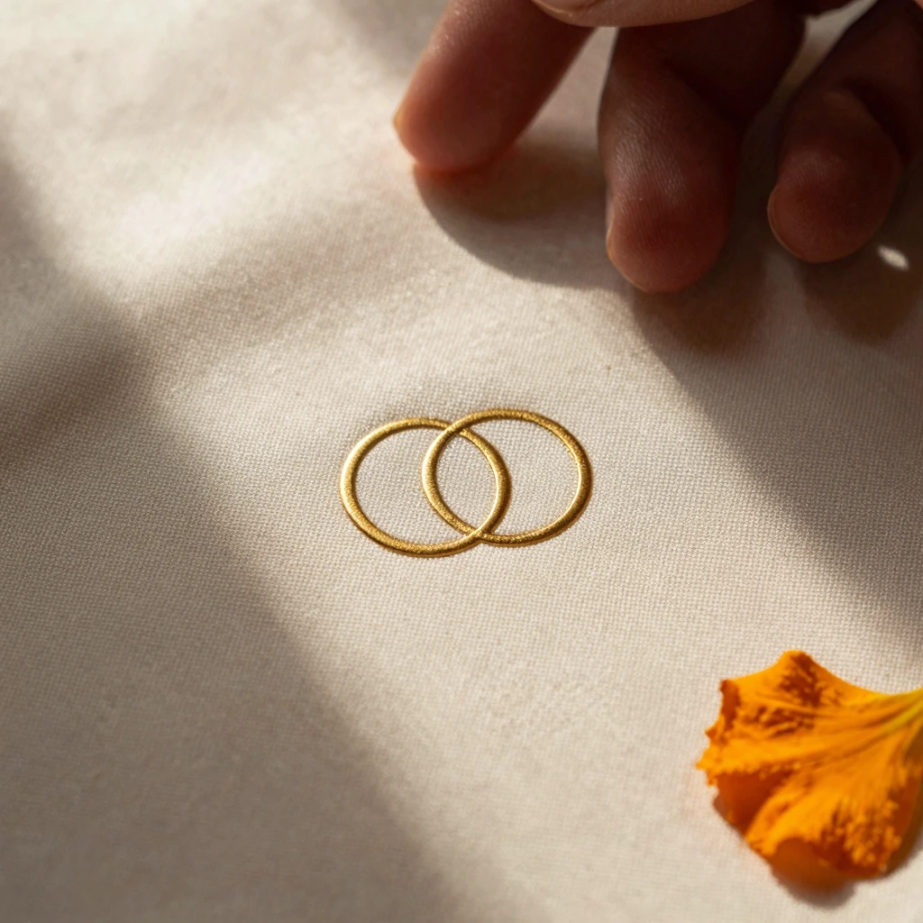 Two circles, on silk